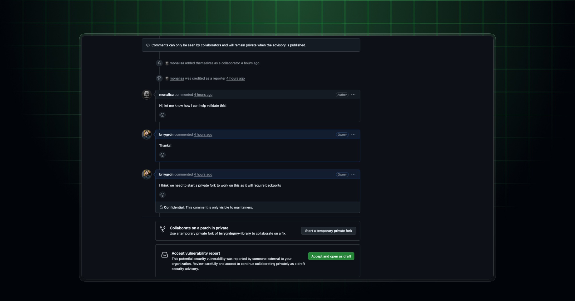 Ảnh minh há»a tin tức: GitHub Changelog: Confidential comments on repository security advisories