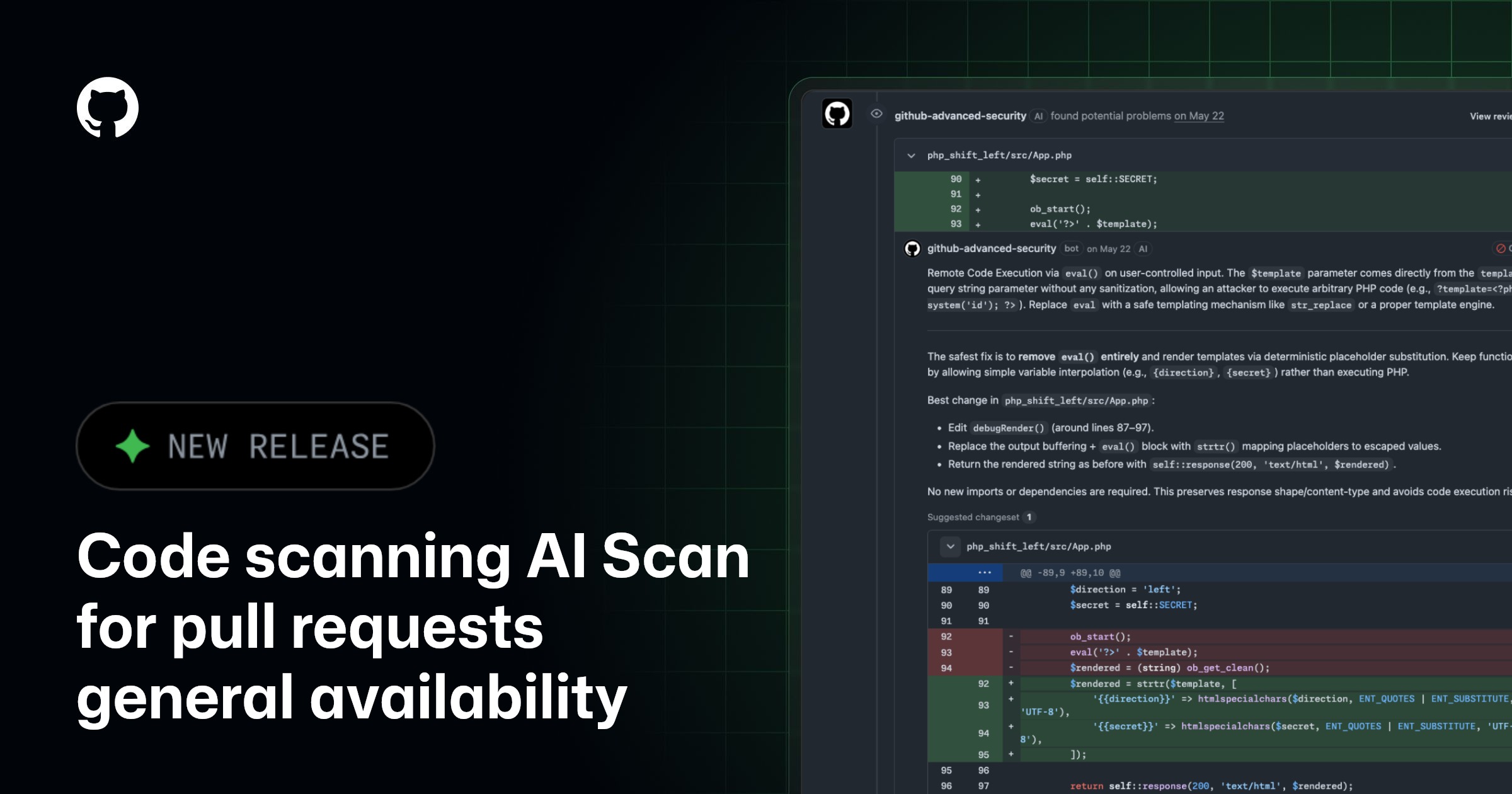 Ảnh bìa tin tức: GitHub Changelog: AI Scan for pull requests generally available