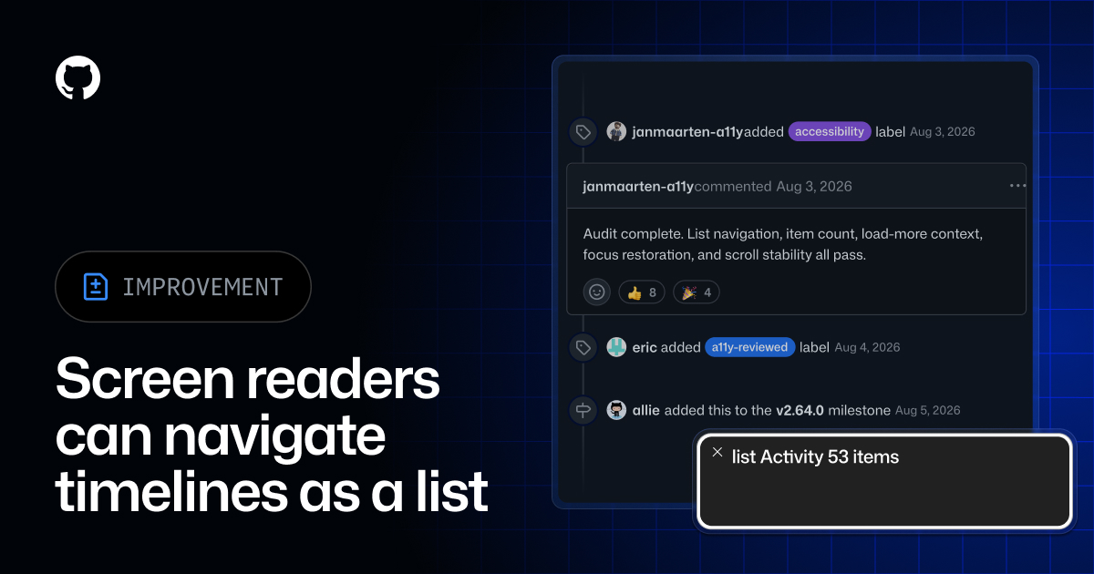 Ảnh bìa tin tức: Tin mới: Screen readers can navigate timelines as lists