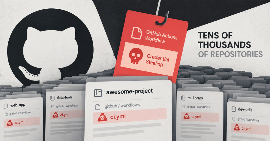 Ảnh bìa tin tức: Tin mới: The Hacker News: workflow GitHub Actions đánh cắp credential xuất hiện trong hàng chục nghìn repository