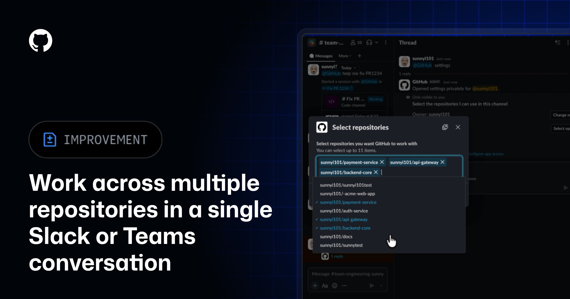 Ảnh bìa tin tức: GitHub Changelog: Multi-repository support and other improvements for GitHub in Slack and Teams