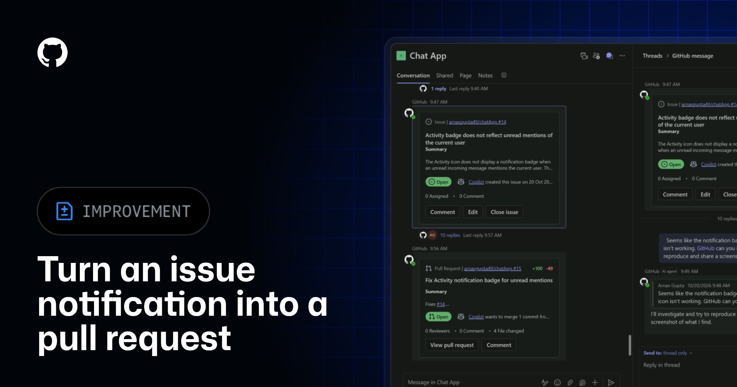 Ảnh chính thức minh họa tin: GitHub Copilot trong Teams có thể biến thông báo thành tác vụ viết mã