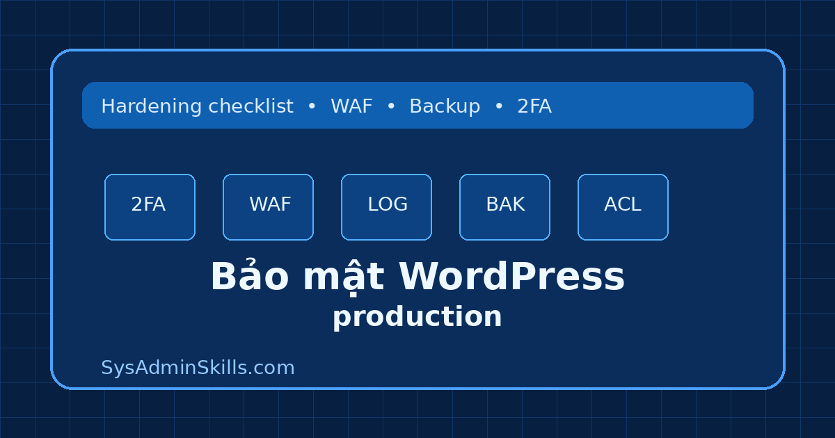 Bỏ qua để biên tập Đường dẫn: https://sysadminskills.com/ bao-mat-wordpres…cklist-hardening / Chỉnh sửa bao-mat-wordpress-production-checklist-hardening Thêm tệp <p><strong>Bảo mật WordPress production</strong> không chỉ là cài một plugin security rồi để đó. Với website doanh nghiệp, WordPress thường là điểm tiếp xúc trực tiếp với Internet: có form đăng nhập, API, plugin bên thứ ba, theme, upload media, tài khoản biên tập viên và đôi khi còn kết nối CRM, email marketing hoặc thanh toán. Một lỗi nhỏ như plugin quá hạn, quyền file sai hoặc backup không kiểm tra khôi phục có thể biến thành sự cố thật.</p> <p>Bài này là một hướng dẫn thực chiến để hardening WordPress trên môi trường production. Anh có thể dùng như checklist triển khai mới, checklist rà soát định kỳ hoặc runbook sau khi website vừa bị tấn công. Nội dung tập trung vào các bước có thể kiểm tra được: cập nhật, tài khoản, phân quyền, file permission, WAF, brute force protection, backup, logging, staging và nghiệm thu.</p> <h2>1. Bối cảnh production: WordPress bị tấn công theo cách nào?</h2> <p>Trước khi hardening, cần hiểu rủi ro chính. Với WordPress public Internet, các cuộc tấn công phổ biến gồm:</p> <ul> <li><strong>Brute force đăng nhập</strong>: bot thử mật khẩu vào <code>/wp-login.php</code> hoặc XML-RPC.</li> <li><strong>Khai thác plugin/theme lỗi thời</strong>: nhiều lỗ hổng WordPress nằm ở plugin hơn là core.</li> <li><strong>Upload webshell</strong>: lợi dụng form upload, plugin lỗi hoặc quyền thư mục sai để ghi file PHP độc hại.</li> <li><strong>Tài khoản admin dùng lại mật khẩu</strong>: mật khẩu rò rỉ từ dịch vụ khác rồi bị credential stuffing.</li> <li><strong>Supply chain</strong>: theme/plugin nulled, package không rõ nguồn gốc.</li> <li><strong>Backup không an toàn</strong>: file backup chứa database bị đặt trong webroot và có thể tải trực tiếp.</li> </ul> <p>Vì vậy, <strong>bảo mật WordPress production</strong> phải đi theo nhiều lớp: giảm bề mặt tấn công, cập nhật nhanh, hạn chế quyền, theo dõi log và luôn có đường khôi phục.</p> <h2>2. Lab/production mẫu trong bài</h2> <p>Giả sử website chạy theo mô hình phổ biến:</p> <ul> <li>OS: Ubuntu Server 22.04/24.04 hoặc Debian 12.</li> <li>Web server: Nginx hoặc Apache.</li> <li>PHP-FPM 8.2/8.3.</li> <li>Database: MariaDB/MySQL.</li> <li>WordPress đặt tại <code>/var/www/example.com/public</code>.</li> <li>Có CDN/WAF như Cloudflare hoặc WAF phía hosting nếu khả dụng.</li> </ul> <p>Nếu anh dùng hosting quản trị sẵn, một số lệnh server-level có thể không chạy được. Khi đó hãy áp dụng phần tương đương trong control panel: file manager, backup, WAF, PHP version, cron và log viewer.</p> <h2>3. Nguyên tắc nền: cập nhật có kiểm soát, không cập nhật mù</h2> <p>Cập nhật là việc quan trọng nhất, nhưng production không nên cập nhật bừa lúc cao điểm. Quy trình tối thiểu:</p> <ol> <li>Kiểm tra backup gần nhất có khôi phục được.</li> <li>Clone sang staging nếu site quan trọng.</li> <li>Cập nhật core, plugin, theme trên staging.</li> <li>Test login, form, checkout, search, cache, sitemap, bài viết và trang chủ.</li> <li>Triển khai production vào khung giờ ít truy cập.</li> <li>Theo dõi error log 30-60 phút sau cập nhật.</li> </ol> <p>Với WP-CLI, có thể kiểm tra phiên bản như sau:</p> <pre><code>cd /var/www/example.com/public wp core version wp plugin list wp theme list</code></pre> <p>Output mẫu:</p> <pre><code>+----------------------+----------+-----------+---------+ | name | status | update | version | +----------------------+----------+-----------+---------+ | wordpress-seo | active | available | 24.8 | | litespeed-cache | active | none | 6.5.4 | +----------------------+----------+-----------+---------+</code></pre> <p>Plugin có update security nên được ưu tiên. Nếu plugin không còn duy trì, hãy lập kế hoạch thay thế thay vì chỉ “để đó vì vẫn chạy”.</p> <h2>4. Tài khoản admin: ít quyền, bắt buộc 2FA</h2> <p>Không nên dùng chung một tài khoản admin cho nhiều người. Checklist tài khoản:</p> <ul> <li>Mỗi người một tài khoản riêng.</li> <li>Chỉ cấp role Administrator cho người thật sự cần.</li> <li>Biên tập nội dung dùng Editor/Author, không dùng admin.</li> <li>Bật 2FA cho admin và editor quan trọng.</li> <li>Xóa tài khoản cũ của nhân sự đã nghỉ.</li> <li>Không dùng username dễ đoán như <code>admin</code> cho tài khoản quản trị mới.</li> </ul> <p>Dùng WP-CLI để liệt kê user:</p> <pre><code>wp user list --fields=ID,user_login,user_email,roles</code></pre> <p>Nếu cần hạ quyền một user:</p> <pre><code>wp user set-role editor_user editor</code></pre> <p>Việc này giảm thiệt hại khi một tài khoản biên tập bị lộ. Đây là nguyên tắc least privilege trong vận hành.</p> <h2>5. Chống brute force và giới hạn bề mặt đăng nhập</h2> <p>WordPress mặc định có endpoint đăng nhập rất dễ bị bot quét. Một cấu hình production nên có ít nhất ba lớp:</p> <ul> <li>Rate limit tại WAF/CDN hoặc web server.</li> <li>Plugin giới hạn login attempt hoặc security suite đáng tin cậy.</li> <li>2FA cho tài khoản có quyền cao.</li> </ul> <p>Nếu dùng Nginx, có thể rate limit cơ bản cho <code>wp-login.php</code>:</p> <pre><code>limit_req_zone $binary_remote_addr zone=wplogin:10m rate=5r/m; server { location = /wp-login.php { limit_req zone=wplogin burst=10 nodelay; include fastcgi_params; fastcgi_pass unix:/run/php/php8.2-fpm.sock; } }</code></pre> <p>Giải thích:</p> <ul> <li><code>rate=5r/m</code>: mỗi IP khoảng 5 request/phút.</li> <li><code>burst=10</code>: cho phép một lượng request ngắn hạn trước khi chặn.</li> <li>Cần test kỹ để tránh chặn nhầm admin thật, đặc biệt nếu website đứng sau proxy/CDN.</li> </ul> <p>Nếu dùng Cloudflare, nên tạo rule riêng cho <code>/wp-login.php</code> và <code>/xmlrpc.php</code>: Managed Challenge, rate limit hoặc chỉ allow IP quản trị nếu mô hình vận hành cho phép.</p> <h2>6. XML-RPC: chỉ bật khi thật sự cần</h2> <p><code>xmlrpc.php</code> thường bị dùng để brute force hoặc DDoS amplification. Nếu website không dùng Jetpack, app mobile hoặc tích hợp cũ cần XML-RPC, nên chặn.</p> <p>Nginx:</p> <pre><code>location = /xmlrpc.php { deny all; access_log off; log_not_found off; }</code></pre> <p>Apache <code>.htaccess</code>:</p> <pre><code><Files xmlrpc.php> Require all denied </Files></code></pre> <p>Sau khi chặn, test:</p> <pre><code>curl -I https://example.com/xmlrpc.php</code></pre> <p>Kỳ vọng nhận <code>403 Forbidden</code> hoặc bị WAF challenge, không phải <code>200 OK</code>.</p> <h2>7. File permission: không để web server ghi lung tung</h2> <p>Quyền file sai là nguyên nhân phổ biến khiến attacker ghi webshell sau khi khai thác một plugin. Mục tiêu là chỉ cho PHP/web server ghi nơi cần thiết, thường là <code>wp-content/uploads</code>, cache và một số thư mục plugin cụ thể.</p> <p>Baseline tham khảo:</p> <pre><code>cd /var/www/example.com/public find . -type d -exec chmod 755 {} \; find . -type f -exec chmod 644 {} \; chmod 600 wp-config.php</code></pre> <p>Owner nên tách rõ user deploy và user web server. Ví dụ:</p> <pre><code>sudo chown -R deploy:www-data /var/www/example.com/public sudo find /var/www/example.com/public -type d -exec chmod 755 {} \; sudo find /var/www/example.com/public -type f -exec chmod 644 {} \;</code></pre> <p>Lưu ý: đây là baseline. Một số plugin cache cần quyền ghi vào thư mục riêng. Đừng cấp <code>777</code> để “cho chạy được”; hãy xác định đúng thư mục cần ghi.</p> <h2>8. Chặn PHP execution trong uploads</h2> <p>Thư mục upload không nên thực thi PHP. Đây là lớp bảo vệ quan trọng nếu attacker upload được file độc hại.</p> <p>Nginx:</p> <pre><code>location ~* /wp-content/uploads/.*\.php$ { deny all; }</code></pre> <p>Apache, tạo file <code>wp-content/uploads/.htaccess</code>:</p> <pre><code><FilesMatch "\.php$"> Require all denied </FilesMatch></code></pre> <p>Test bằng cách tạo file PHP giả trong môi trường staging, truy cập URL và xác nhận bị chặn. Không test kiểu này trên production nếu không kiểm soát chặt.</p> <h2>9. Bảo vệ wp-config.php và khóa salt</h2> <p><code>wp-config.php</code> chứa credential database, salt và cấu hình quan trọng. Kiểm tra:</p> <pre><code>ls -lah wp-config.php grep -E "AUTH_KEY|SECURE_AUTH_KEY|LOGGED_IN_KEY|NONCE_KEY" wp-config.php</code></pre> <p>Nếu nghi ngờ bị lộ phiên đăng nhập, thay salt bằng giá trị mới từ công cụ chính thức của WordPress:</p> <ul> <li><a href="https://api.wordpress.org/secret-key/1.1/salt/" target="_blank" rel="noopener">WordPress.org Secret Key Service</a></li> </ul> <p>Thay salt sẽ buộc user đăng nhập lại. Đây là thao tác hữu ích sau sự cố tài khoản hoặc nghi ngờ cookie/session bị lộ.</p> <h2>10. Tắt chỉnh sửa file từ dashboard</h2> <p>Không nên cho phép sửa theme/plugin trực tiếp trong wp-admin trên production. Thêm vào <code>wp-config.php</code>:</p> <pre><code>define('DISALLOW_FILE_EDIT', true);</code></pre> <p>Nếu muốn chặn cài/cập nhật từ dashboard và chỉ deploy qua pipeline, có thể dùng:</p> <pre><code>define('DISALLOW_FILE_MODS', true);</code></pre> <p>Tùy mô hình vận hành mà chọn. Với site nhỏ, <code>DISALLOW_FILE_EDIT</code> gần như luôn nên bật; <code>DISALLOW_FILE_MODS</code> cần cân nhắc vì nó ảnh hưởng update plugin/theme.</p> <h2>11. Backup: phải có restore test, không chỉ có file backup</h2> <p>Backup không được xem là hoàn thành nếu chưa từng restore thử. Một chiến lược tối thiểu:</p> <ul> <li>Database backup hằng ngày.</li> <li>File/media backup hằng ngày hoặc theo tần suất cập nhật.</li> <li>Giữ nhiều phiên bản: 7 ngày gần nhất, 4 tuần, 3-6 tháng tùy yêu cầu.</li> <li>Lưu một bản ngoài server chính: S3/Object Storage, backup server, hoặc dịch vụ backup.</li> <li>Mã hóa backup nếu chứa dữ liệu nhạy cảm.</li> </ul> <p>Ví dụ backup database bằng WP-CLI:</p> <pre><code>mkdir -p /backup/example.com wp db export /backup/example.com/db-$(date +%F-%H%M).sql</code></pre> <p>Nén thư mục upload:</p> <pre><code>tar -czf /backup/example.com/uploads-$(date +%F).tar.gz wp-content/uploads</code></pre> <p>Kiểm tra file backup:</p> <pre><code>ls -lh /backup/example.com gzip -t /backup/example.com/uploads-2026-05-11.tar.gz</code></pre> <p>Quan trọng: không đặt backup trong webroot như <code>/public/backup.zip</code>. Nếu bắt buộc lưu tạm, phải chặn truy cập web và xóa ngay sau khi tải.</p> <h2>12. Logging và giám sát dấu hiệu bất thường</h2> <p>Một site WordPress production nên theo dõi ít nhất:</p> <ul> <li>Web server access/error log.</li> <li>PHP-FPM error log.</li> <li>WordPress debug log khi cần điều tra, không bật debug hiển thị ra màn hình.</li> <li>Log đăng nhập thất bại/thành công bất thường.</li> <li>File integrity hoặc thay đổi file trong core/plugin/theme.</li> </ul> <p>Cấu hình debug an toàn trong <code>wp-config.php</code> khi cần troubleshooting:</p> <pre><code>define('WP_DEBUG', true); define('WP_DEBUG_LOG', true); define('WP_DEBUG_DISPLAY', false); @ini_set('display_errors', 0);</code></pre> <p>Sau khi xử lý xong, nên tắt debug nếu không còn cần. Log debug có thể chứa thông tin nhạy cảm hoặc làm đầy disk.</p> <p>Kiểm tra lỗi PHP gần nhất:</p> <pre><code>sudo journalctl -u php8.2-fpm --since "1 hour ago" --no-pager sudo tail -100 /var/log/nginx/error.log</code></pre> <h2>13. Kiểm tra file lạ và webshell cơ bản</h2> <p>Khi nghi ngờ bị tấn công, kiểm tra file PHP trong uploads:</p> <pre><code>find wp-content/uploads -type f -name "*.php" -print</code></pre> <p>Kiểm tra file mới thay đổi trong 2 ngày:</p> <pre><code>find . -type f -mtime -2 -print | sort</code></pre> <p>Tìm các pattern nguy hiểm thường gặp trong webshell:</p> <pre><code>grep -RIn --include="*.php" "eval(base64_decode\|shell_exec\|passthru\|assert(" wp-content 2>/dev/null | head -50</code></pre> <p>Lưu ý: grep chỉ là bước sàng lọc, có thể false positive hoặc bỏ sót mã độc obfuscation phức tạp. Với sự cố nghiêm trọng, nên restore từ bản sạch, thay toàn bộ credential và rà soát log truy cập.</p> <h2>14. WAF/CDN: lớp phòng thủ trước khi request vào server</h2> <p>WAF không thay thế cập nhật và hardening, nhưng giúp giảm đáng kể bot, exploit phổ biến và brute force. Checklist WAF:</p> <ul> <li>Bật managed rules cho WordPress nếu nhà cung cấp hỗ trợ.</li> <li>Challenge hoặc rate limit <code>/wp-login.php</code>.</li> <li>Block hoặc challenge <code>/xmlrpc.php</code> nếu không dùng.</li> <li>Chặn truy cập trực tiếp vào file nhạy cảm: <code>.env</code>, backup zip/sql, git directory.</li> <li>Cho phép IP thật đi qua header đúng nếu server nằm sau proxy.</li> </ul> <p>Tài liệu nên đọc thêm:</p> <ul> <li><a href="https://wordpress.org/documentation/article/hardening-wordpress/" target="_blank" rel="noopener">Hardening WordPress – WordPress.org</a></li> <li><a href="https://developer.wordpress.org/advanced-administration/security/hardening/" target="_blank" rel="noopener">WordPress Developer Resources: Security hardening</a></li> <li><a href="https://owasp.org/www-project-top-ten/" target="_blank" rel="noopener">OWASP Top 10</a></li> <li><a href="https://developers.cloudflare.com/waf/" target="_blank" rel="noopener">Cloudflare WAF documentation</a></li> </ul> <h2>15. Troubleshooting lỗi thường gặp sau khi hardening</h2> <h3>Admin không đăng nhập được sau khi bật WAF/rate limit</h3> <ul> <li>Kiểm tra IP thật có bị nhận nhầm do proxy/CDN không.</li> <li>Whitelist IP quản trị tạm thời để xử lý.</li> <li>Giảm rule từ block sang challenge/log trước khi block cứng.</li> </ul> <h3>Plugin không upload hoặc không ghi cache</h3> <ul> <li>Kiểm tra thư mục plugin/cache cần quyền ghi cụ thể.</li> <li>Không cấp quyền toàn site thành <code>777</code>.</li> <li>Xem log PHP-FPM và web server để biết permission denied ở path nào.</li> </ul> <h3>Chặn XML-RPC làm Jetpack/app mobile lỗi</h3> <ul> <li>Xác nhận website có thật sự cần XML-RPC không.</li> <li>Nếu cần, chỉ allow IP/dải IP của dịch vụ liên quan hoặc dùng rule challenge phù hợp.</li> </ul> <h3>Backup chạy thành công nhưng restore lỗi</h3> <ul> <li>Kiểm tra charset/collation database.</li> <li>Kiểm tra thiếu file upload hoặc thiếu plugin mu-plugin.</li> <li>Kiểm tra domain hard-code trong database bằng <code>wp search-replace</code> trên staging.</li> </ul> <h2>16. Checklist nghiệm thu bảo mật WordPress production</h2> <ul> <li>Core, plugin, theme đang ở phiên bản được hỗ trợ.</li> <li>Không có plugin/theme nulled hoặc không rõ nguồn.</li> <li>Admin có 2FA, không dùng chung tài khoản.</li> <li>Role user đúng theo nhu cầu, ít quyền nhất có thể.</li> <li><code>DISALLOW_FILE_EDIT</code> đã bật.</li> <li><code>xmlrpc.php</code> bị chặn nếu không dùng.</li> <li><code>wp-content/uploads</code> không thực thi PHP.</li> <li>File permission không dùng <code>777</code>.</li> <li>Backup có bản ngoài server và đã restore test.</li> <li>WAF/rate limit bảo vệ endpoint đăng nhập.</li> <li>Log web/PHP/WordPress được theo dõi sau thay đổi lớn.</li> <li>Có runbook xử lý khi nghi ngờ bị hack: cô lập, backup forensic, restore sạch, đổi credential, rà soát log.</li> </ul> <h2>17. Bài tập lab cuối bài</h2> <ol> <li>Dựng một site WordPress staging hoặc local.</li> <li>Bật <code>DISALLOW_FILE_EDIT</code> và xác nhận menu sửa file biến mất.</li> <li>Chặn PHP execution trong <code>wp-content/uploads</code>, rồi test bằng file PHP giả trên staging.</li> <li>Tạo backup database bằng WP-CLI, restore sang một database lab.</li> <li>Bật 2FA cho tài khoản admin test.</li> <li>Tạo rule WAF hoặc rate limit cho <code>/wp-login.php</code>.</li> <li>Ghi lại checklist nghiệm thu và kết quả từng mục.</li> </ol> <p><strong>Kết luận:</strong> bảo mật WordPress production là một quy trình vận hành liên tục, không phải một lần cài plugin. Khi anh kết hợp cập nhật có kiểm soát, phân quyền chặt, file permission đúng, WAF, backup có restore test và theo dõi log, website sẽ có khả năng chống chịu tốt hơn rất nhiều trước bot tự động lẫn sự cố vận hành thật.</p>